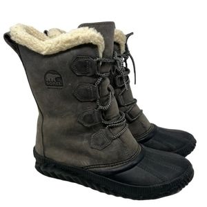 Sorel Out N' About Plus Tall Lace Up Waterproof Sherpa Lined Snow Boots Womens 7